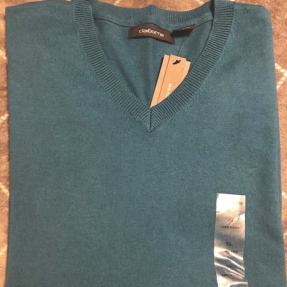 Men’s Claiborne NWT teal pullover sweater size XL